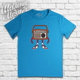 Прикольные футболки: Ретро Радио Голубая